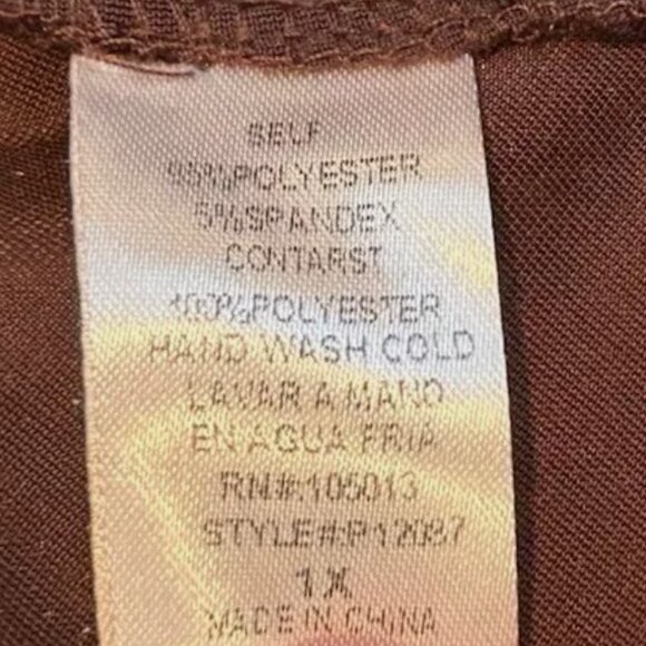 Andree By Unit Embroidered Floral Brown Crushed Velvet Boho Kimono Jacket Sz 1X - Picture 8 of 8